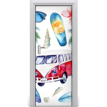 Fototapeta Samolepící fototapeta na dveře Surfařská sada 75x205 cm