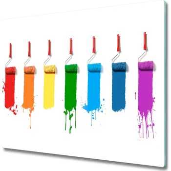 Kuchyňské prkénko Skleněná krájecí deska Malířské válečky 60x52 cm