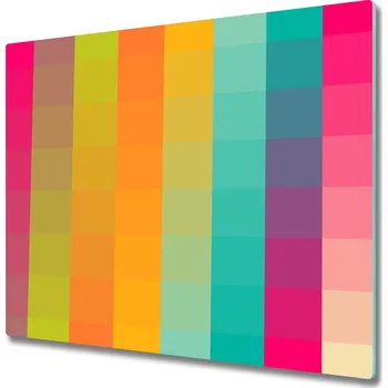 Kuchyňské prkénko Skleněná krájecí deska Barevné čtverečky 60x52 cm