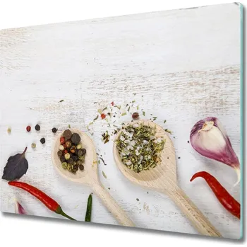 Kuchyňské prkénko Skleněná krájecí deska Zelenina a koření 60x52 cm