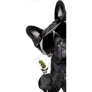 Kuchyňské prkénko Skleněná krájecí deska Pes s martini 60x52 cm