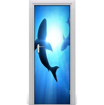 Fototapeta Samolepící fototapeta na dveře Obrys žraloků 75x205 cm