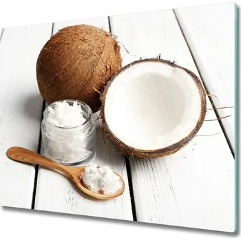 Kuchyňské prkénko Skleněná krájecí deska Kokosový olej 60x52 cm