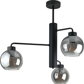 Lustr na tyči FLEX 3xE27/60W/230V černá/kouřová černá