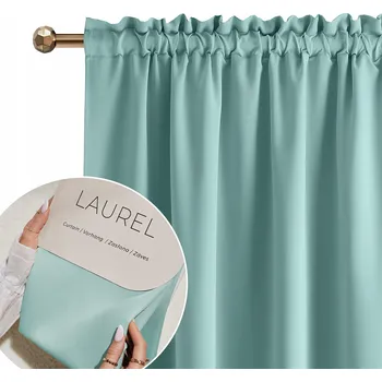 Obraz Hotový závěs Room99 zatemňovací na pásce zelený polyester 140x250 cm