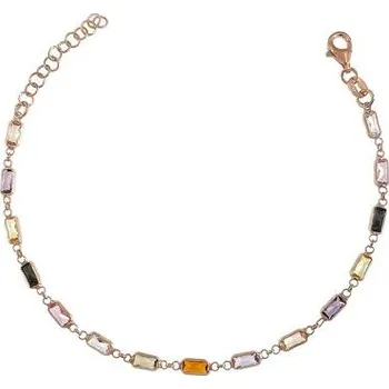 Náramek Stříbrný pozlacený náramek barevné kamínky délka náramku 17+3cm