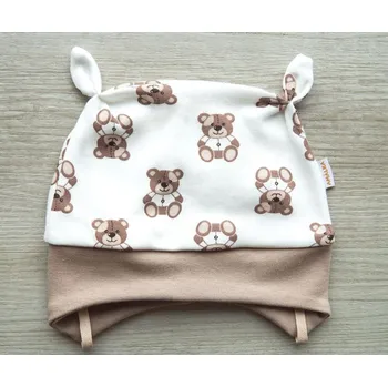 Kojenecká čepice AMÁLKA Bavlněná čepička s oušky, medvídci Velikost: 74-80