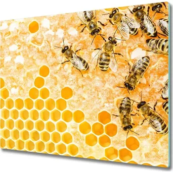 Kuchyňské prkénko Skleněná krájecí deska Pracovní včely 60x52 cm