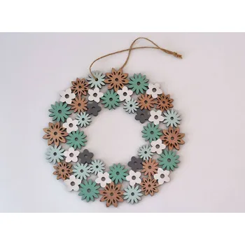 Dřevěný závěs / dekorace - Květiny barevné