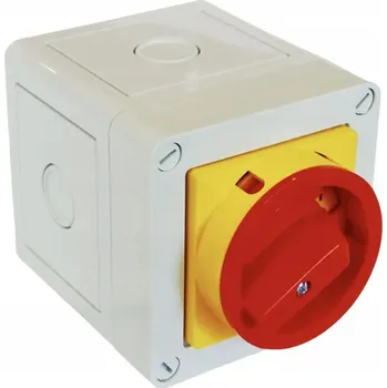 vypínač Nouzový vypínač v plast. skříňce IP65 uzamykatelný 0-1, ON-OFF 16A / 3 póly