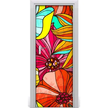 Fototapeta Samolepící fototapeta na dveře Kolorowe květiny 85x205 cm