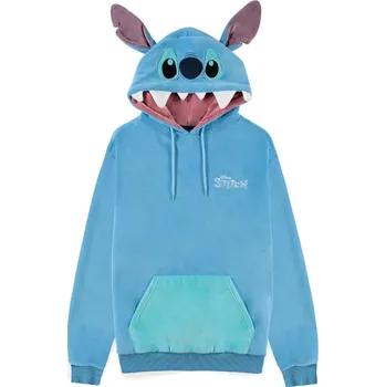 Pánská mikina Pánská mikina s kapucí Disney|Lilo & Stitch: Stitch s ušima a ocasem (XS) modrý polyester