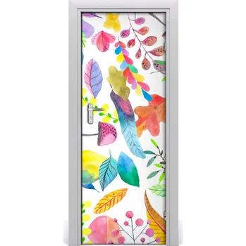 Fototapeta Samolepící fototapeta na dveře listí a houby 75x205 cm