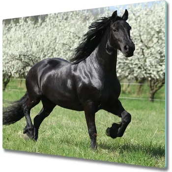 Kuchyňské prkénko Skleněná krájecí deska Černé kůňky 60x52 cm