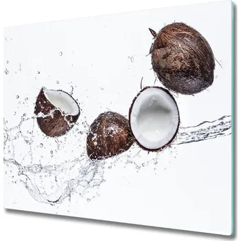 Kuchyňské prkénko Skleněná krájecí deska Kokos s vodou 60x52 cm