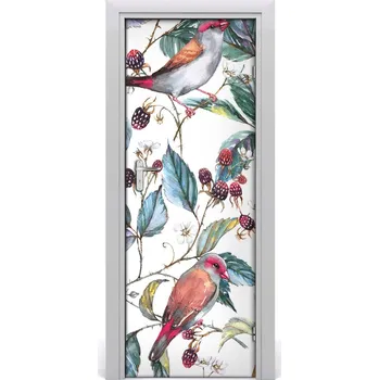 Fototapeta Samolepící fototapeta na dveře Ptáci a ostružiny 95x205 cm