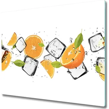 Kuchyňské prkénko Skleněná krájecí deska Pomeranče s ledem 60x52 cm