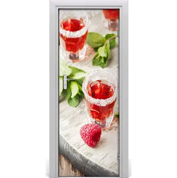 Fototapeta Samolepící fototapeta na dveře maliny a nápoje 85x205 cm
