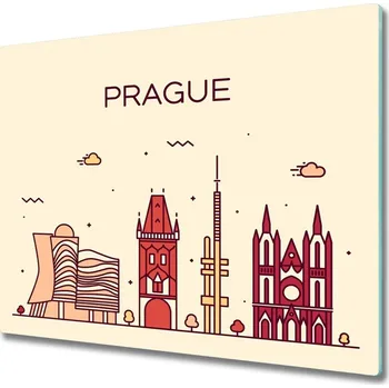 Kuchyňské prkénko Skleněné deska do kuchyně Pražské budovy 60x52 cm