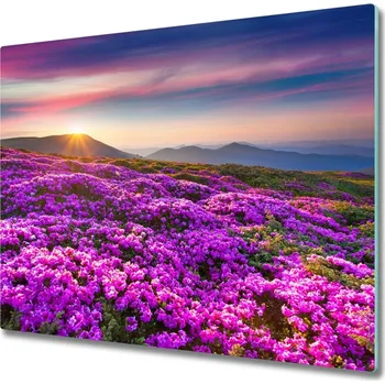 Kuchyňské prkénko Skleněná krájecí deska Květiny v horách 60x52 cm