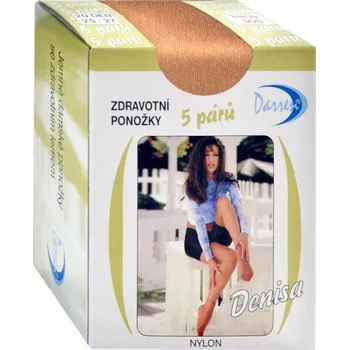 Dámské punčochy JEMNÉ SILONOVÉ PONOŽKY SE ZDRAVOTNÍM LEMEM 5 PÁRŮ Denisa tělová