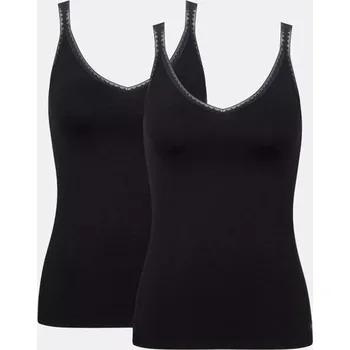 2 pack tílek Sloggi Go Top s úzkými ramínky černé z organic bavlny M