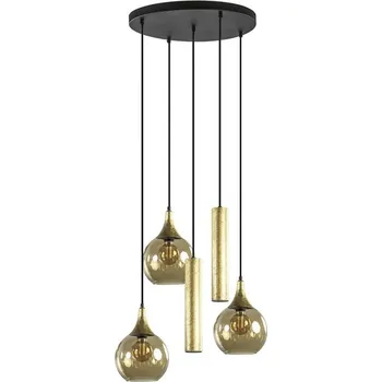 Lustr na lanku CALYPSO 2xGU10/60W/230V + 3xE27/60W černá/zlatá