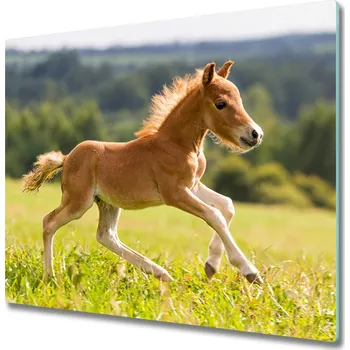 Kuchyňské prkénko Skleněná krájecí deska Hříbě v cvalu 60x52 cm