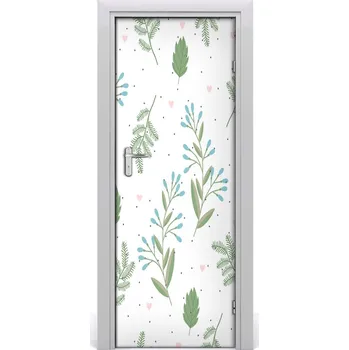 Fototapeta Samolepící fototapeta na dveře listí a srdce 75x205 cm