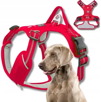 Postroj pro psa PEVNÉ POSTROJE GUARD pro psy ADVENTURE silné pohodlné PREMIUM červené XL
