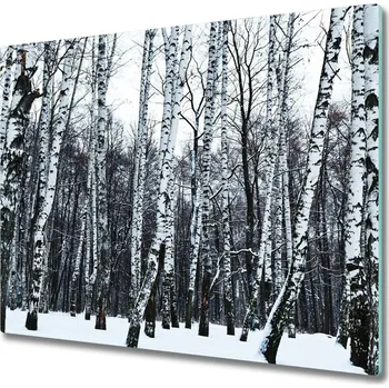 Kuchyňské prkénko Skleněná krájecí deska Zimní břízy 60x52 cm