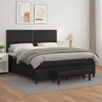 Postel vidaXL Box spring postel s matrací 160x200 cm umělá kůže [3137615] Barva: Černá