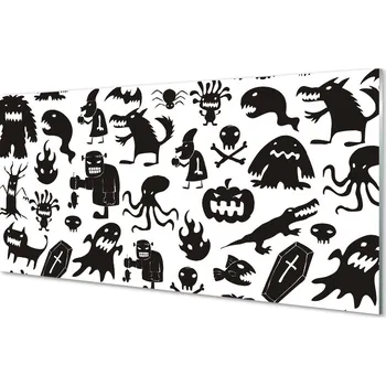 Obklad Skleněný panel White pozadí černými tvory 140x70 cm