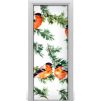 Fototapeta Samolepící fototapeta na dveře Červenka a jehličňany 75x205 cm