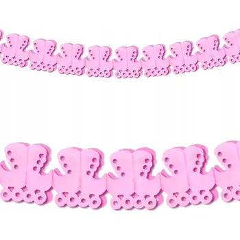 Girlanda Růžové Kočárky Baby Shower křtiny