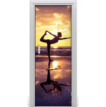 Fototapeta Fototapeta na dveře lidé joga na pláži 75x205 cm