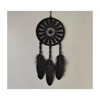 Lapač snů Lapač zlých snů - černý 15 x 40 cm č.1 (S husím peřím )