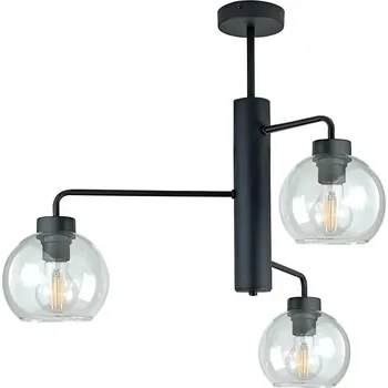 Lustr na tyči FLEX 3xE27/60W/230V černá/čirá