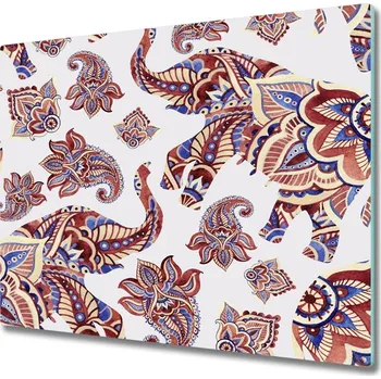 Kuchyňské prkénko Skleněná krájecí deska Sloní ozdoby 60x52 cm