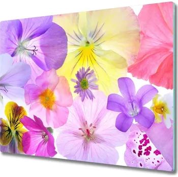 Kuchyňské prkénko Skleněná krájecí deska macešky 60x52 cm