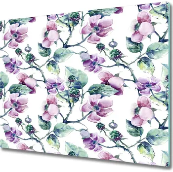 Kuchyňské prkénko Skleněná krájecí deska Blackberry květiny 60x52 cm