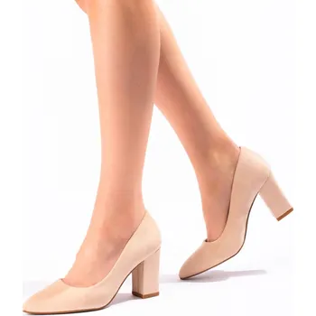 Dámské lodičky Goodin Moderní dámské lodičky béžové na širokém podpatku 37