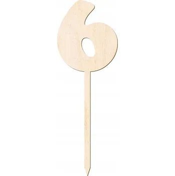 Obraz Topper Dřevěný číslice 6 na dort Narozeniny Výročí Jubileum Gody 12 cm