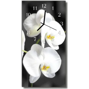 Hodiny Skleněné hodiny vertikální Orchid květiny bílé 30x60 cm