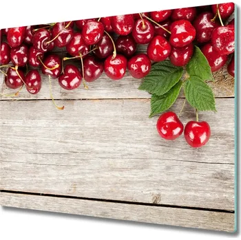 Kuchyňské prkénko Skleněná krájecí deska Třešně na dřevo 60x52 cm