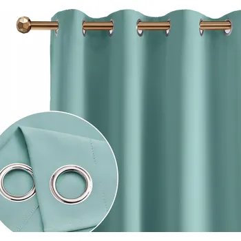 Obraz Hotový závěs Room99 zatemňovací zelený polyester 140x250 cm kroužky