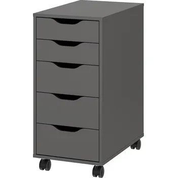Komoda IKEA ALEX Komoda na kolečkách, tmavě šedá/černá, 36x76 cm