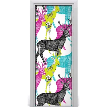 Fototapeta Samolepící fototapeta na dveře Barevní jeleni 75x205 cm