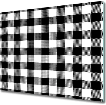 Kuchyňské prkénko Skleněné deska do kuchyně Černobílá mřížka 60x52 cm