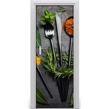 Fototapeta Fototapeta dveře samolepící příbory a kořeníá 85x205 cm